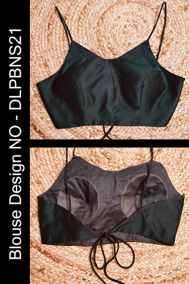 Midnight Forest Charm Dark Green Artificial Silk Blouse